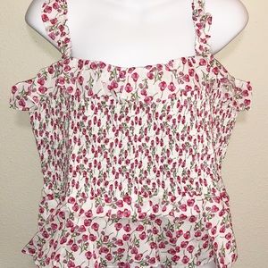 J. Crew Smocked ruffle top in Liberty® Rose floral